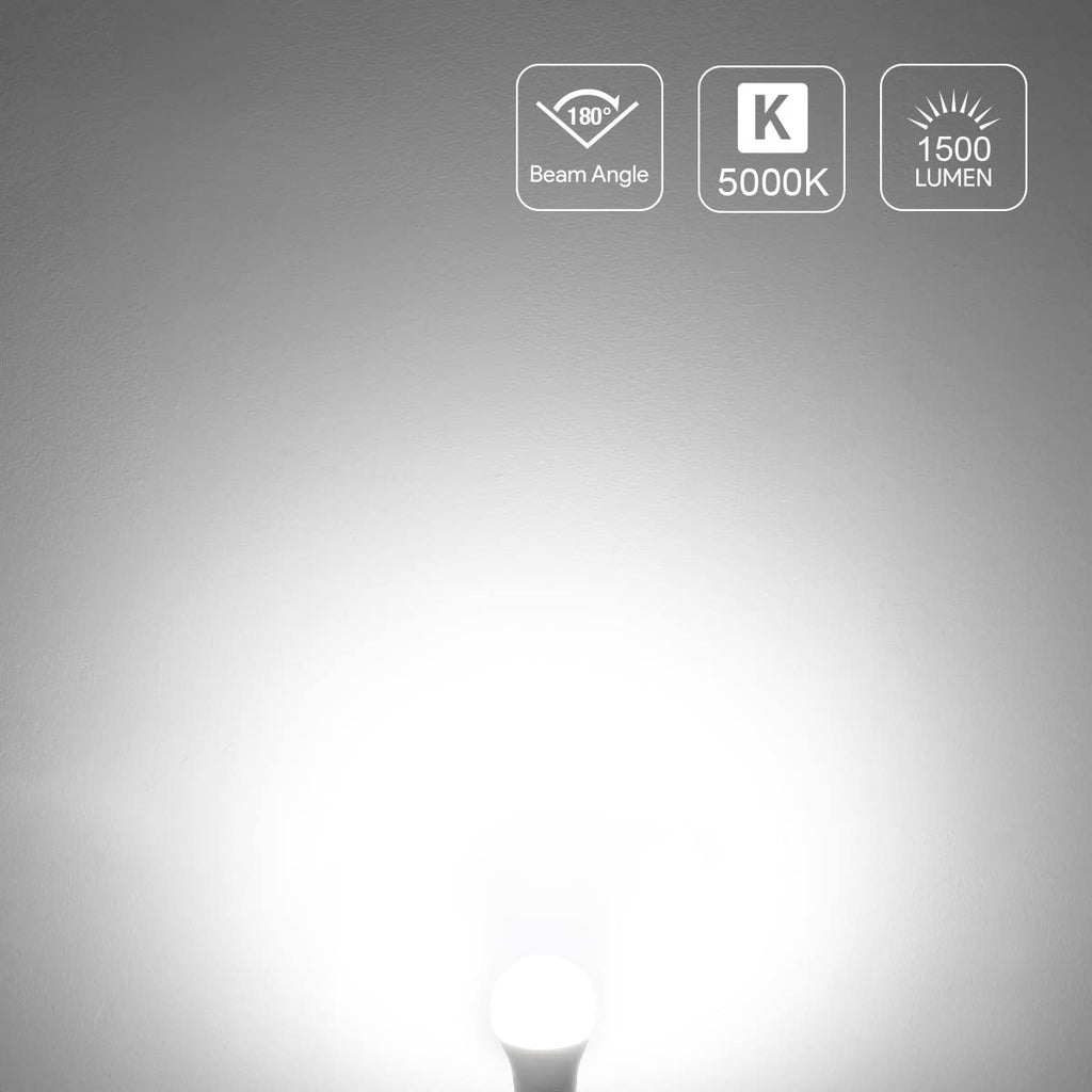 Lepro 100W Equivalent LED Light Bulbs, 14W 1500 Lumens Daylight White 5000K Non-Dimmable, A19 E26 Standard Base, 10000 Hour Lifetime, Pack of 3