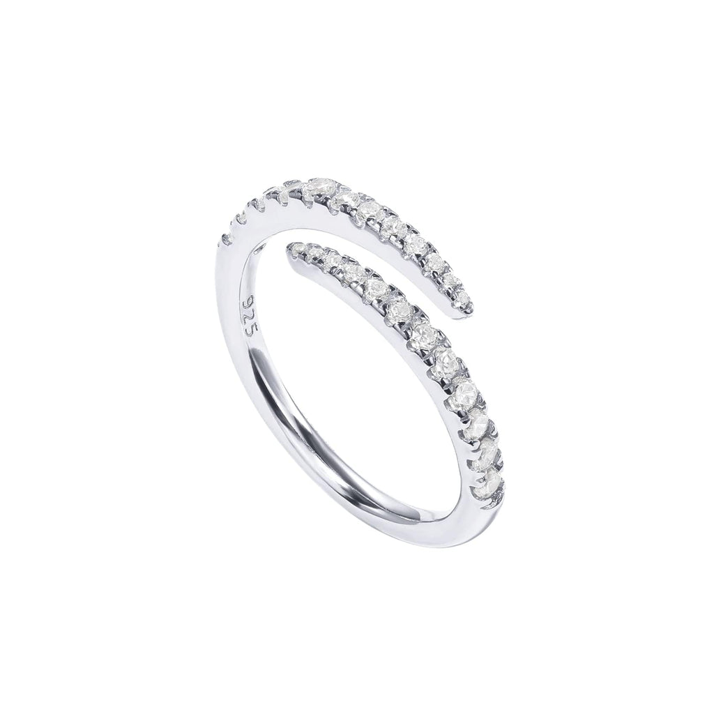 PAVOI 14K Gold Plated CZ Open Twist Eternity Band for Women, White Gold