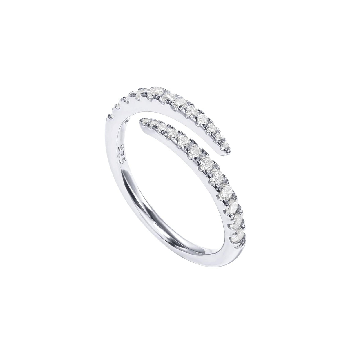 PAVOI 14K Gold Plated CZ Open Twist Eternity Band for Women, White Gold