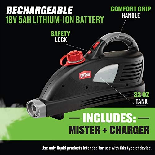 Ortho AllClear Power Mister - Rechargeable Battery-Powered Lawn and Garden Sprayer, No Propane, Sprays up to 15 ft. and Covers up to 20,000 sq. ft. Per Charge