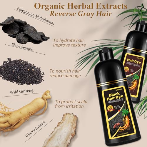 Dark Wine Red Hair Dye Shampoo, 100% Gray Hair Coverage for Men & Women, Instant and Long-lasting Hair Color Shampoo in Minutes, 3 in 1 Pure Plant Extract Natural Hair Dye Kit for All Hair Types