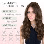 MORICA Halo Hair Extensions 20 Inch Medium Brown Invisible Wire Hair Extensions,Long Wavy Synthetic Hairpiece with Transparent Wire Adjustable Size, 4 Secure Clips for Women