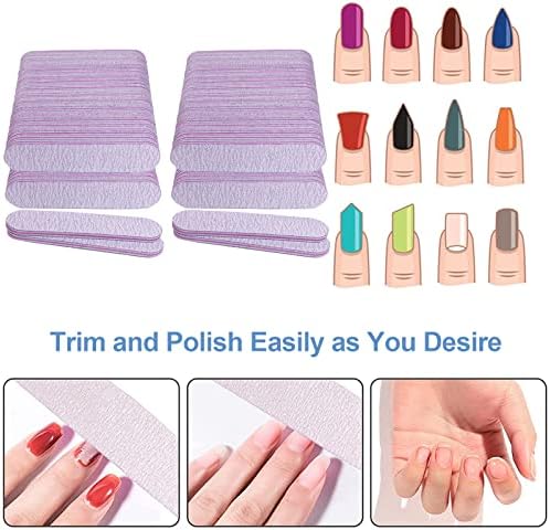 Nail Files (100 Pack), 3.6 Inches Emery Board Nail Files for Acrylic and Natural Nails, 100/180 Grit Small Double Sided Fingernail Filer Bulk Mini Professional Finger Nail Filer Manicure Set Gray
