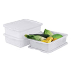 Utiao 3-Pack 13 L Plastic Commercial Bus Tub with Lid, Restaurant Dish Tub, White