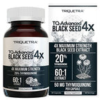 20% Thymoquinone Black Seed Oil Extract Capsules - TQ-Advanced 4X®: Potent Thymoquinone Concentration Available - 60:1 Concentrate from Nigella Sativa, Raw Form, Vegan, Glass Bottle (60 Capsules)