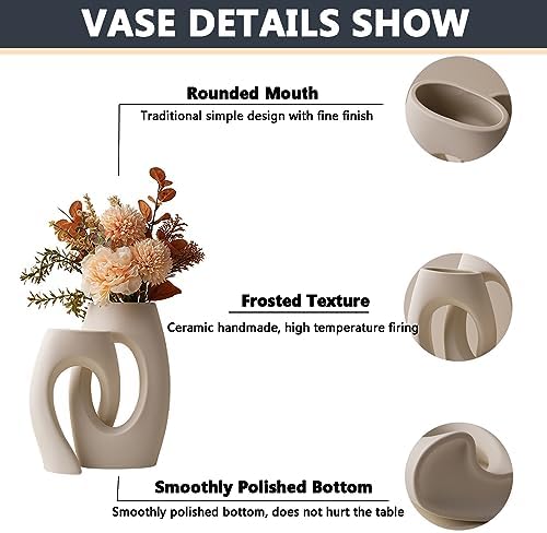 Ceramic Vase, Modern Minimalist Geometric Decorative Vase Sets for Home Décor, Events, Office, Garden, Wedding -White