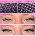 Fluffy Lash Clusters Kit 10-16mm Volume Eyelash Clusters with Fairy Spikes, Wispy Lash Extension Kit DIY Full Look Cluster Eyelash Extensions Thick Lashes kit Spiky with Lash Cluster Glue by CORUSCATE