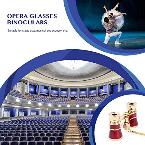 Aomekie Opera Glasses Binoculars 3X25 Theater Glasses Mini Binocular Compact with Chain for Adults Women in Musical Concert（Red）