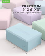 Trideer Yoga Block, Soft Non-Slip Surface Premium Foam Blocks, Supportive, Lightweight, Odor Resistant, Yoga Accessories for Pilates Meditation General Fitness Stretching Toning (Light Blue-2 Pack)