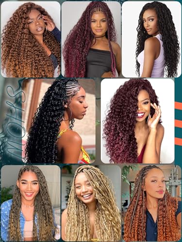 Ginger Bohemian Braiding Hair Deep Wave Bulk Hair for Braiding No Weft Hair Curls for Boho Braids Wet and Wavy Curly Bundles for Braiding Hair Extensions 2 Bundle 200g 18 Inch Water Wave, 350
