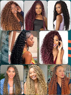 Ginger Bohemian Braiding Hair Deep Wave Bulk Hair for Braiding No Weft Hair Curls for Boho Braids Wet and Wavy Curly Bundles for Braiding Hair Extensions 2 Bundle 200g 18 Inch Water Wave, 350
