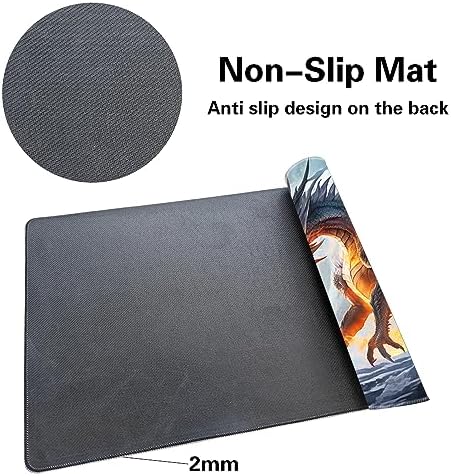 Premium Board Game 24x14in MTG Playmat Compatible for OCG CCG RPG TCG Playmat (Ice and Fire)