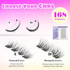 GAQQI Lash Clusters, GQ03 False Eyelashes DIY Lash Extensions C Curl 168PCS Cluster Lashes 14MM, Wispy and Natural Lash Wisps (GQ03,14mm,C Curl)