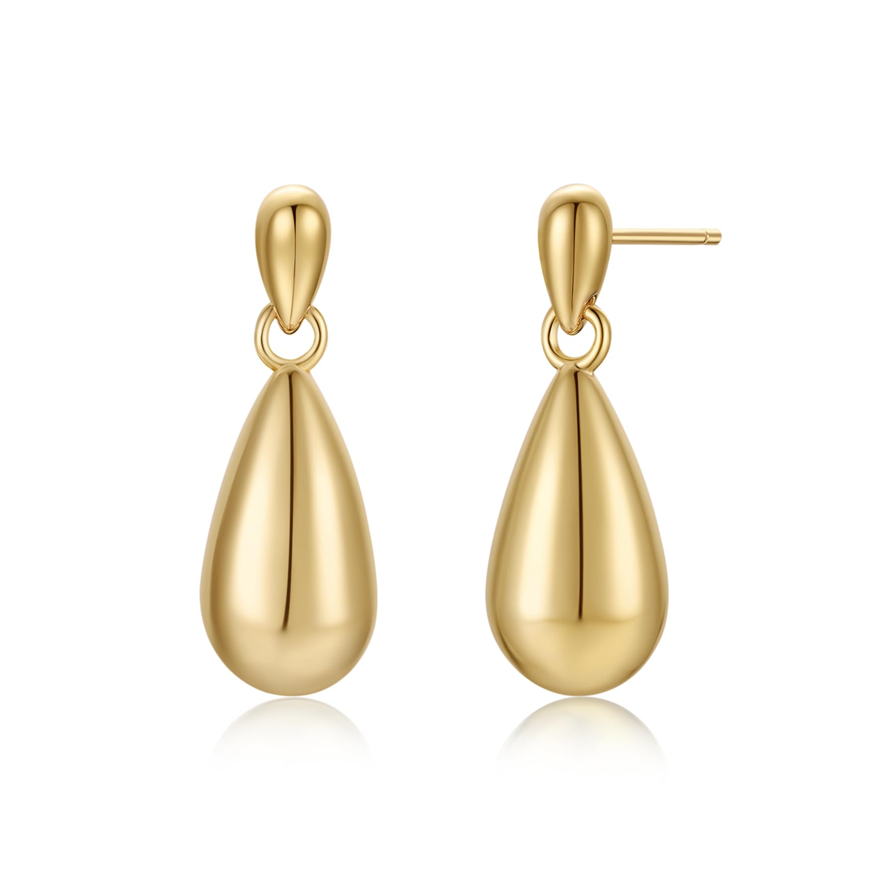 FRUMOS 18K Gold Plated Mini Teardrop Dangle Earrings for Women, 925 Sterling Silver Post Earrings, Lightweight Fashion Jewelry
