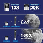 AOMEKIE Telescopes,70mm Aperture 300mm Table Tripod, Astronomical for Beginners,2 Eyepieces 150X with Smartphone Adapter Moon Filter 3X Barlow