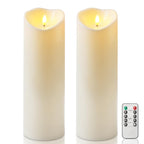 Homemory 4"x12" Outdoor Waterproof Flameless Candles with Timers and Remote Control, Battery Operated Candles, LED Plastic Candles, Ivory White, Set of 2