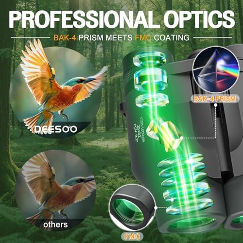 25x32 Binoculars for Adults Kids Compact - DEESOO High Powered Bird Watching Binoculars Lightweight with Small Size for Hunting Traveling Sports Hiking