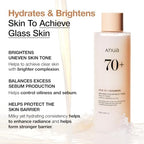 ANUA Rice 70 Glow Milky Toner, for Glass Skin, Rice Water, Niacinamide, Ceramides, Panthenol, Fragrance-Free, Non comedogenic, Fungal Acne Safe, Korean Skin Care, 250ml/8.45fl.oz.