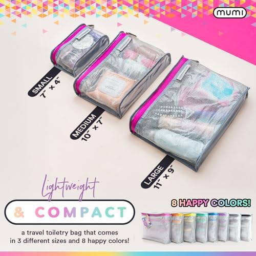 MUMI Travel Toiletry Bag Set 3 Water-Resistant Bags for Toiletries, Makeup, Shaving Essentials, Portable Organizer for Men & Women, Perfect for Travel Essentials