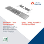 Lithonia Lighting 2x4 LED Flat Panel Light, 4000 Lumens, 3500K/4000K/5000K
