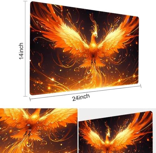 Board Game 14x24in MTG Playmat Compatible for OCG CCG RPG TCG Playmats (Fire Phoenix 1)