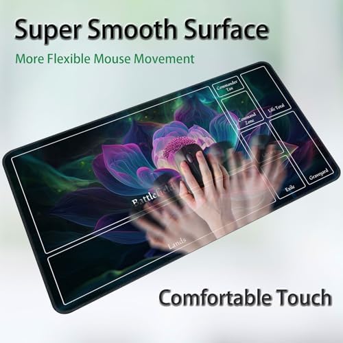 for MTG Game Playmat, for Magic TCG Rubber Play mat,Tabletop Card Playmats with Smooth Surface,Trading Card Inked Game Mat with New Zones,Battle Game,Glowing Lotu