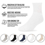 Big and Tall Diabetic Neuropathy Ankle Socks, King Size Mens Athletic Quarter Socks (13-16, White) - 6 Pairs
