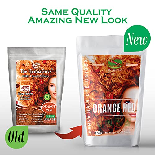 3 Packs Of Red/Orange Henna Hair & Beard Color/Dye 100 Grams - Natural Hair Color, Plant-based Hair Dye - The Henna Guys