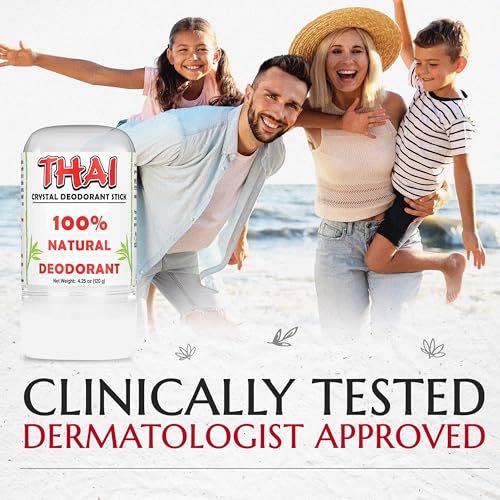 2-PACK Thai Crystal Deodorant Salt Stone - Clinically Tested, Dermatologist Approved - Natural Unscented for Women Men & Teens
