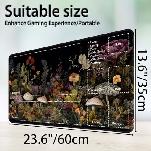 Magic TCG Rubber Playmat - Tabletop Card Playmat with Smooth Surface, Inked Game Mat with Zones, Battle Game, Wildflower Mushroom