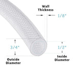 DAVCO 1/2" ID × 25 ft Clear Braided Plastic Vinyl Tubing Flexible High Pressure Reinforced PVC Hose
