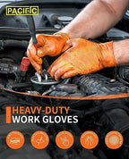 PACIFIC PPE Strength Nitrile Industrial Orange Gloves, 8 Mil, Diamond Texture Disposable Heavy-Duty, Powder Free, Medium, 100 Count