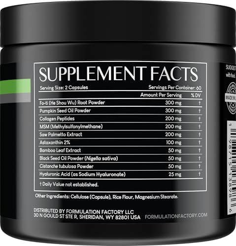 Crown of Glory 10 in 1 Hair Growth Supplement, Supports Hair Growth, Strengthens Nails & Enhances Skin, with Fo-Ti, Saw Palmetto, Pumpkin Seed Oil, Collagen Peptides & More 4 Month Supply (Pack of 2)