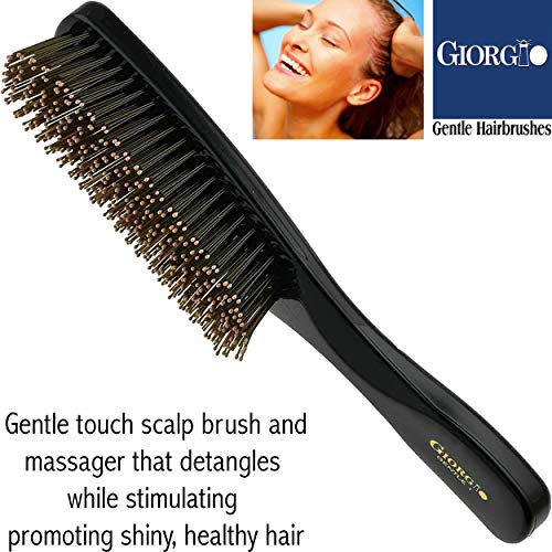 Giorgio Gentle Detangler Brush with Dual Length Bristles for Men - Scalp Massager, Detangling, and Travel Brush for All Hair Types