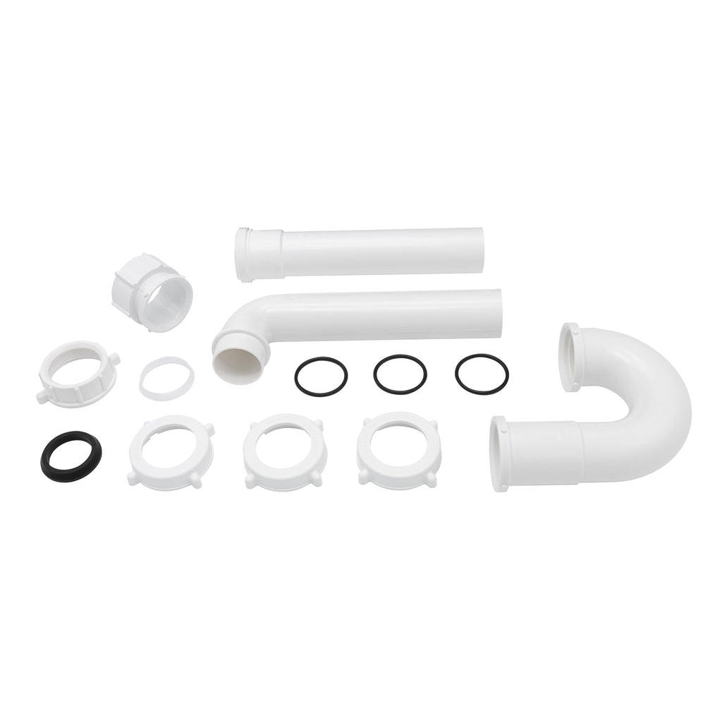 JB Products 1-1/2 Inch Bayonet P-Trap Kit, Patented Polypropylene with PVC Marvel Adapter, Includes J-Bend, Flanged Wall Arm, Bayonet Reducing Bushing, O-Rings & Washers, Turn & Click Nuts
