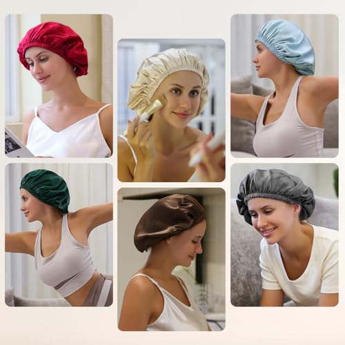 ZIMASILK 100% Mulberry Silk Bonnet for Sleeping Women Long Hair Double Layer Silk Hair Wrap with Adjustable Band Natural Silk Bonnet for Hair Care Stay On Head (1Pc, Black)