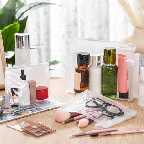 Xuniea 50 Pieces Mini Clear Makeup Bag Small Clear Zipper Pouch Travel Bag for Toiletries Plastic Cosmetic Organizer Waterproof for Women Men Vacation(7.1'',8.6'',9.8'',Transparent)