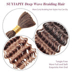 Boho Hair for Braiding Deep Wave 8 Packs,Bulk Hair for Boho Braids Curly Bohemian Wet and Wavy Braiding Hair No Weft 1B/30,18 Inch