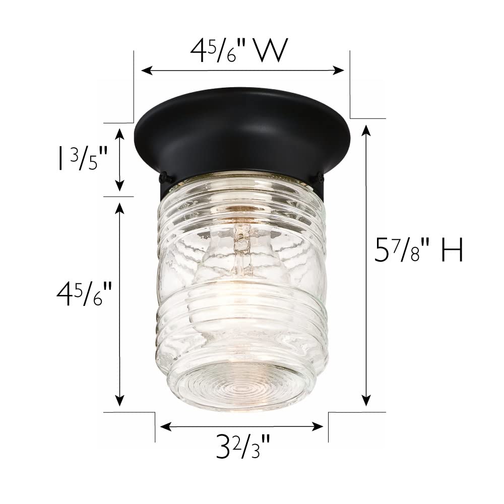 Design House 2-Pack Jelly Jar 1-Light Indoor/Outdoor Flush Mount Ceiling Light, Black – Design House, 587576