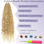 18 Inch Box Braids Crochet Hair Goddess Box Braids Crochet Hair 8 Packs Crochet Hair for Black Women Boho Crochet Braids Crochet Hair for Black Women Crochet Box Braids With Curly Ends（18 Inch,27/613）