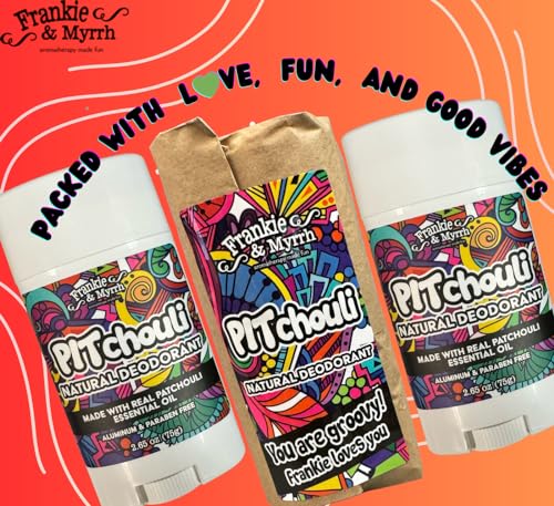 Frankie and Myrrh PITchouli 2 Pack | Natural Patchouli Deodorant for Women and Men | Real Essential Oils | Aluminum Free-Baking Soda, Coconut Oil and Shea Butter (2.56 oz) Paraben and Phthalate Free