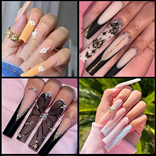 3XL Square Full Cover Nail Tips,SWETIDY 360PCS XXXL Straight Tapered Square Press on Nail Tips with Box for Nail Salons and DIY Nail Art, 12 Sizes with Box