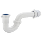(1 Pack) Yariwiz White P Trap 1 1/2 Inch for Bathroom Kitchen Sink Drain Pipe Tubular Kit with White Threaded Adapter and Blue TPE Washer KSD-001W