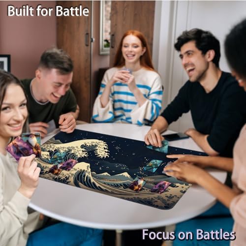 MTG Magic TCG Playmat - Rubber Play Mat With Smooth Surface for Trading Card and Battle Games - Tabletop Inked Game Mat, Retro Waves