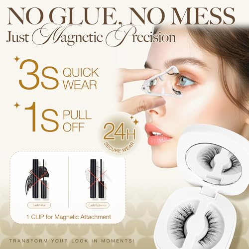 LASHVIEW Upgrade Soft Magnetic Eyelashes Natural Look, Reusable Magnetic Eyelashes with Applicator, No Glue Needed Magnetic Eyelashes Magnetic Lashes Kit, Easy to Wear and Remove CT01
