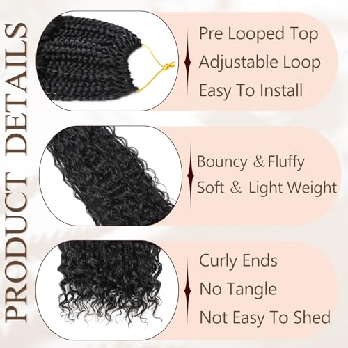 9 Packs Boho Box Braids Crochet Hair 18 Inch Goddess Box Braids Crochet Hair With Curly Ends Synthetic Bohemian Braids Hair Extension For Women (18inch, 1b)