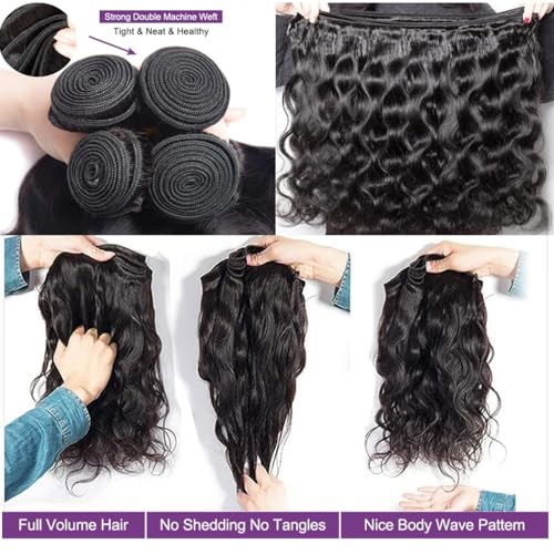 Human Hair Body Wave 3 Bundles 18 20 22 12A Grade 100% Unprocessed Brazilian Virgin Human Hair Body Weave Bundles Double Weft Human Hair Extensions Natural Color for Black Women