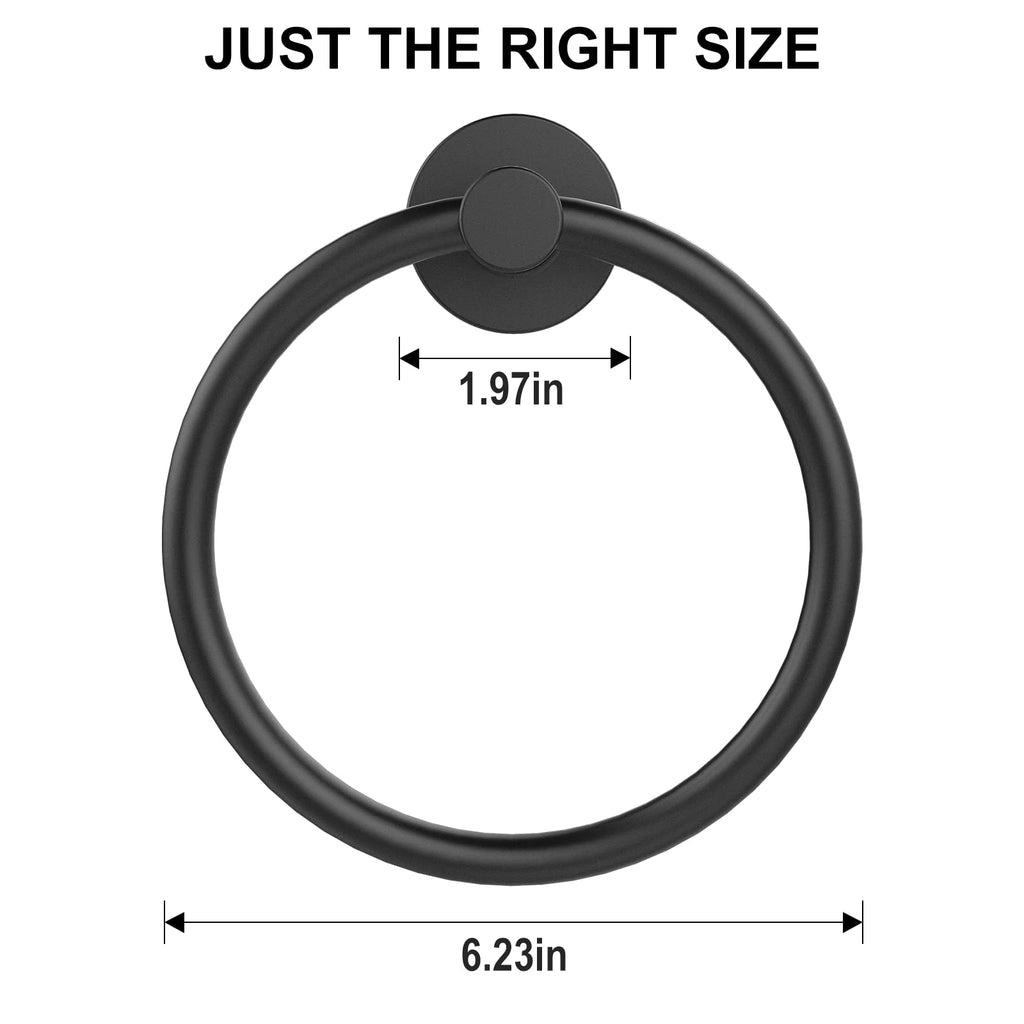 SetSail Towel Holder for Bathroom Wall Matte Black Towel Ring Stainless Steel Heavy Duty Hand Towel Hanger for Bath, Kitchen, 2 Pack