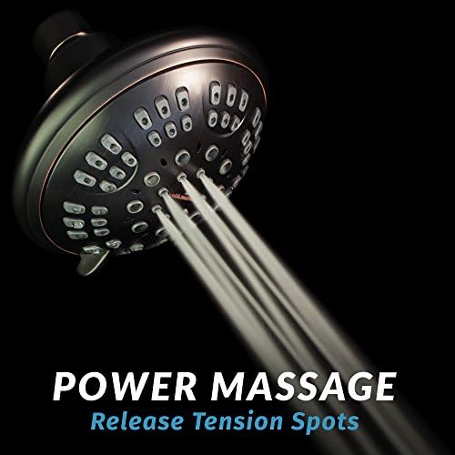 Luxury Spa Series 6 Spray Setting 4.5 Inch Adjustable High Pressure Fixed Shower Head Fixture for Hard Water, 360-Degree Tilt Massage Shower System - Oil Rubbed Bronze