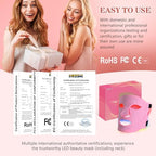 Led Face Mask Light Therapy,Red Light Therapy for Face and Neck,7 Colors LED Facial Skin Care Mask,5 Level Brightness Adjustment,309 LED Beads Can Be Used at Home,Pink